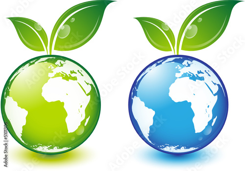 Terre vectorielle à feuilles, facilement modifiable