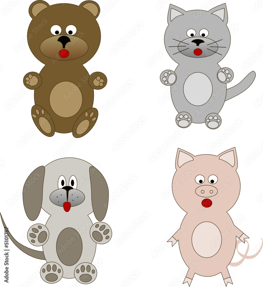 set of animal cartoons-cat,dog,bear,pig