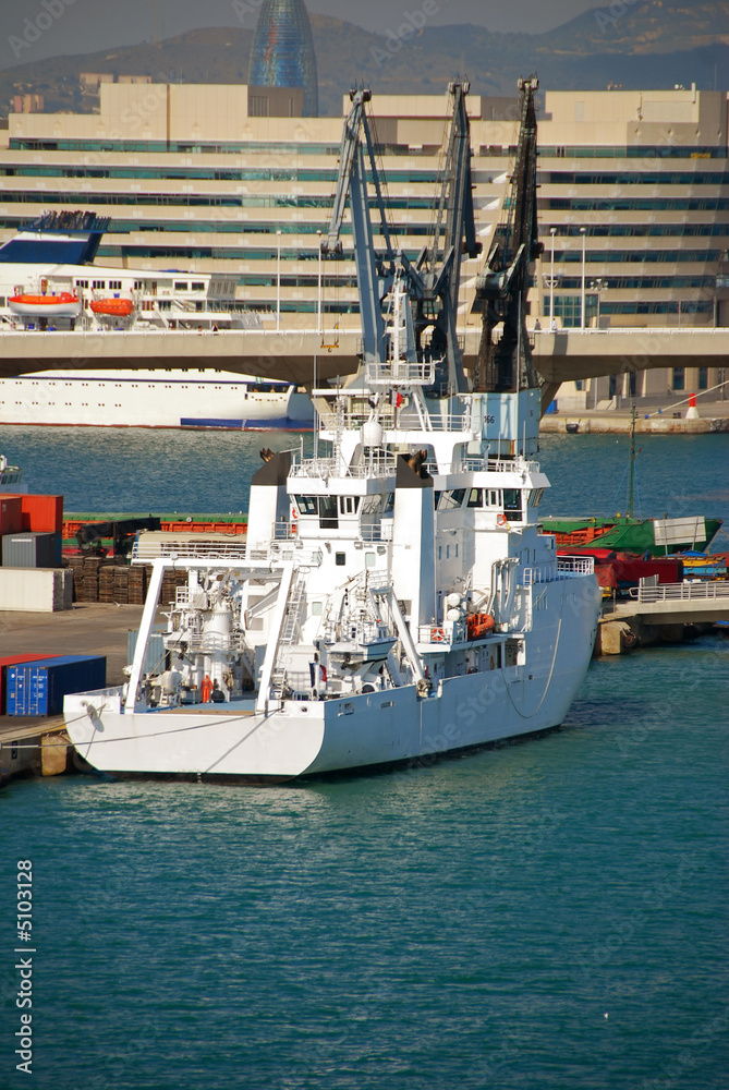 Trawler in the port of Barcelona