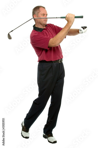 Golfer throwing a club.