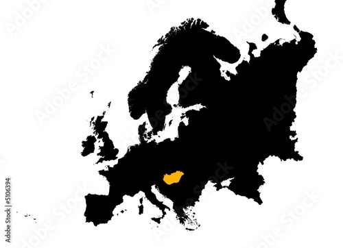 Europe with highlighted Hungary map