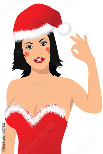 christmas girl showing OK sign