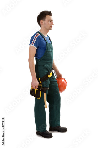 male construction worker in dungarees