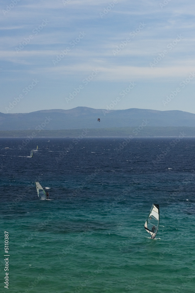 Naklejka premium Windsurfing on the adriatic sea