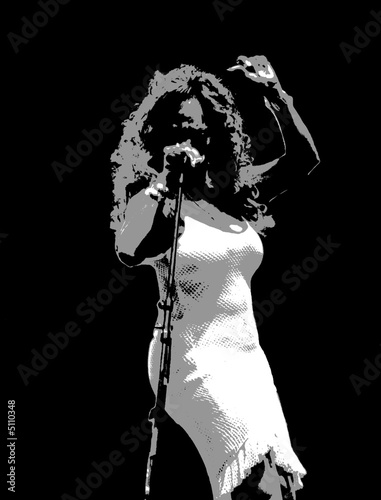 Photography illustration of a female singer on stage during jazz festival
