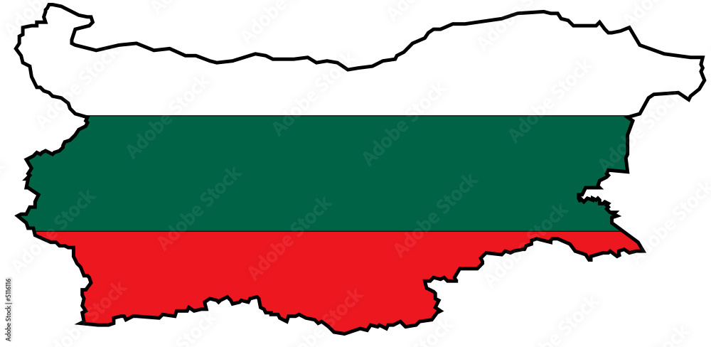 Flagge und Karte von Bulgarien Flagge und Karte von Bulgarien