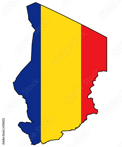 Flagge und Karte von Tschad
