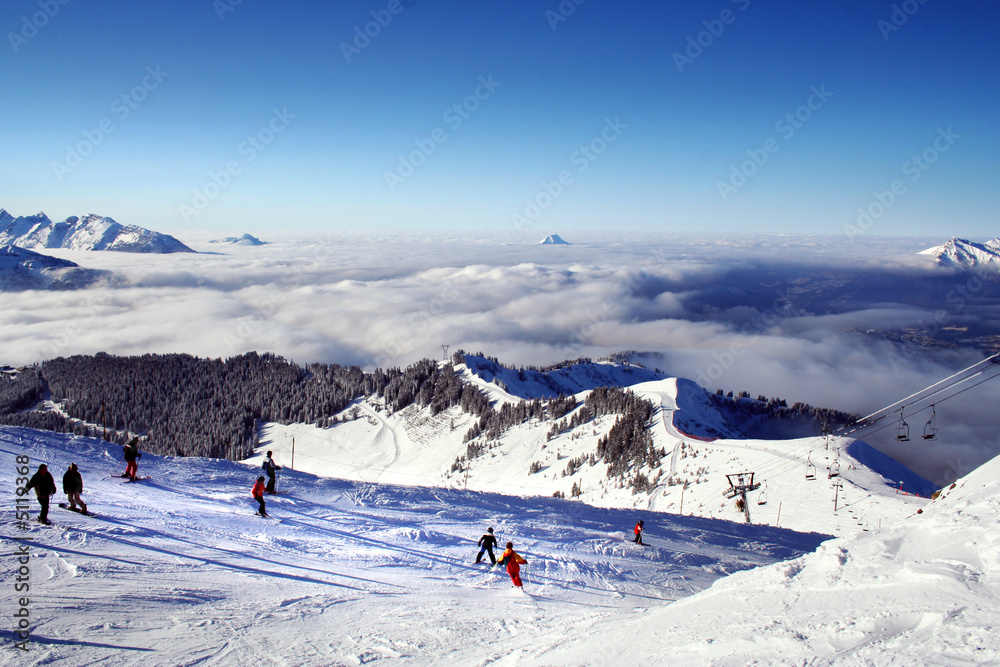 Skiing on the sunny side of Alps
