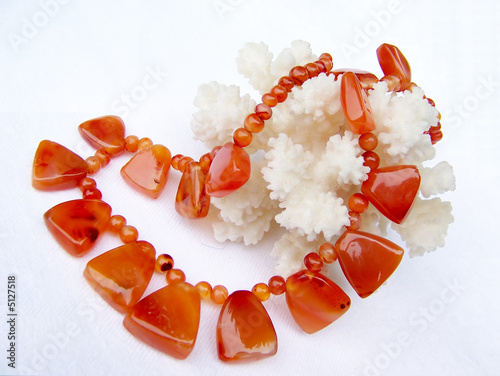 Cornelian necklace and coral