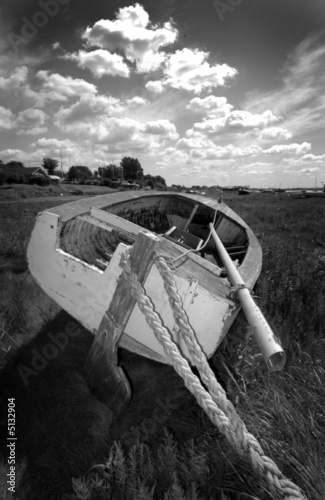 Boat moored at high tide