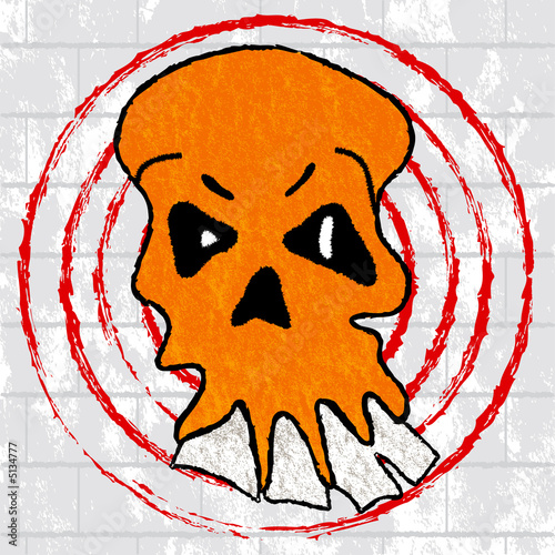 Angry Orange Skull on a Grunge Background