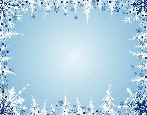 Abstract christmas frame with snowflakes, vector illustration