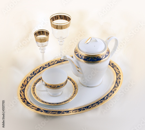 Set of ceramic and glass crockery