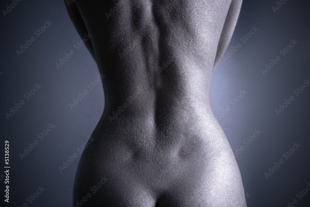 Fototapeta premium Nude woman with silver make-up