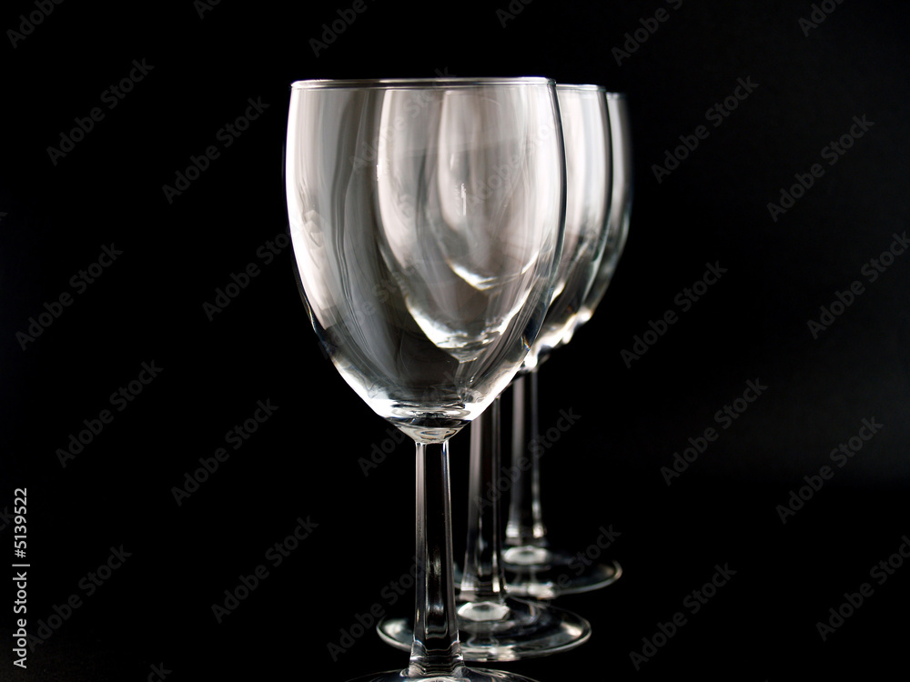 Three Wine Glasses on a black background Three Wine Glasses on a black background