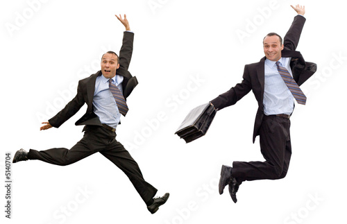 businessman victorious leap