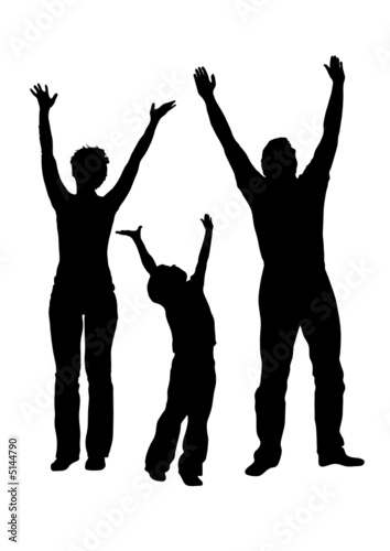 vector family with hands up