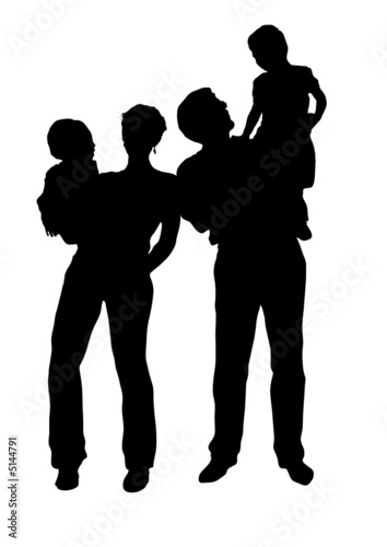 vector family with two children stand
