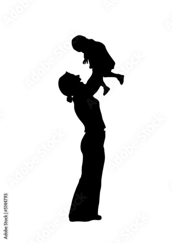 vector silhouette mother with baby