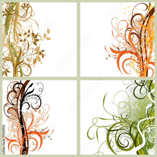 Grunge floral background, vector illustration 