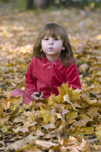 Kid in the leaves