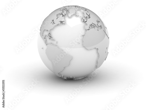 (3d) World in white with relief
