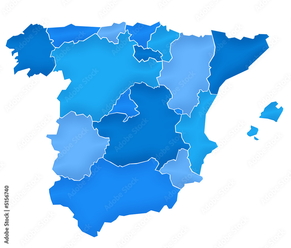 Carte Espagne Camaieu Bleu