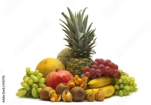 Fototapeta Naklejka Na Ścianę i Meble -  fresh exotic fruits on white background