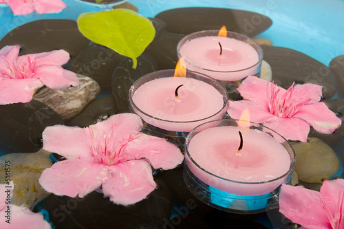 Spa treatment with flowers and water