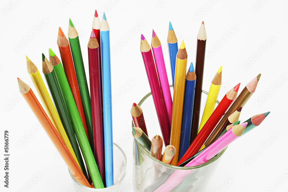 Fototapeta premium Colour Pencils in Glasses