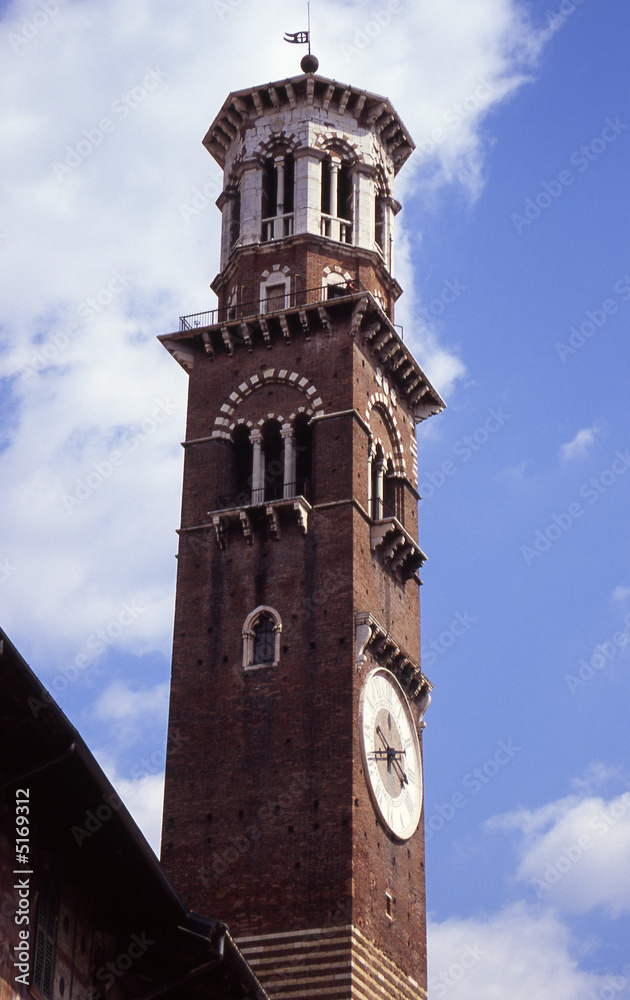 Clocktower on Piazza Erbe, Verona, Italy