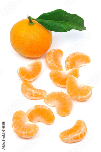 Tangerine fruit isolated on white