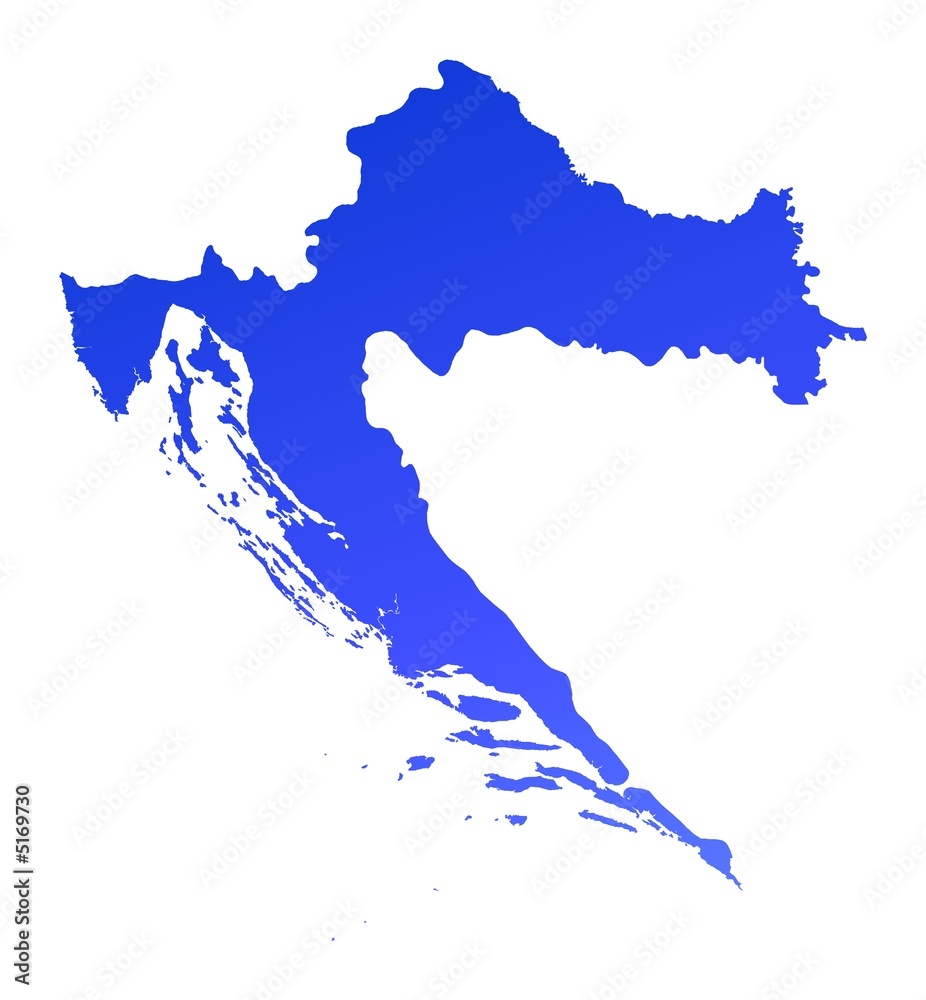 Fototapeta premium Mapa Chorwacji niebieski gradientu