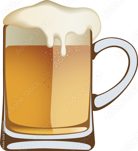 The beer frothed up and overflowed the glass.