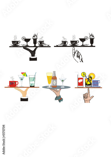 Trays with beverages. Very easy for rearrangement