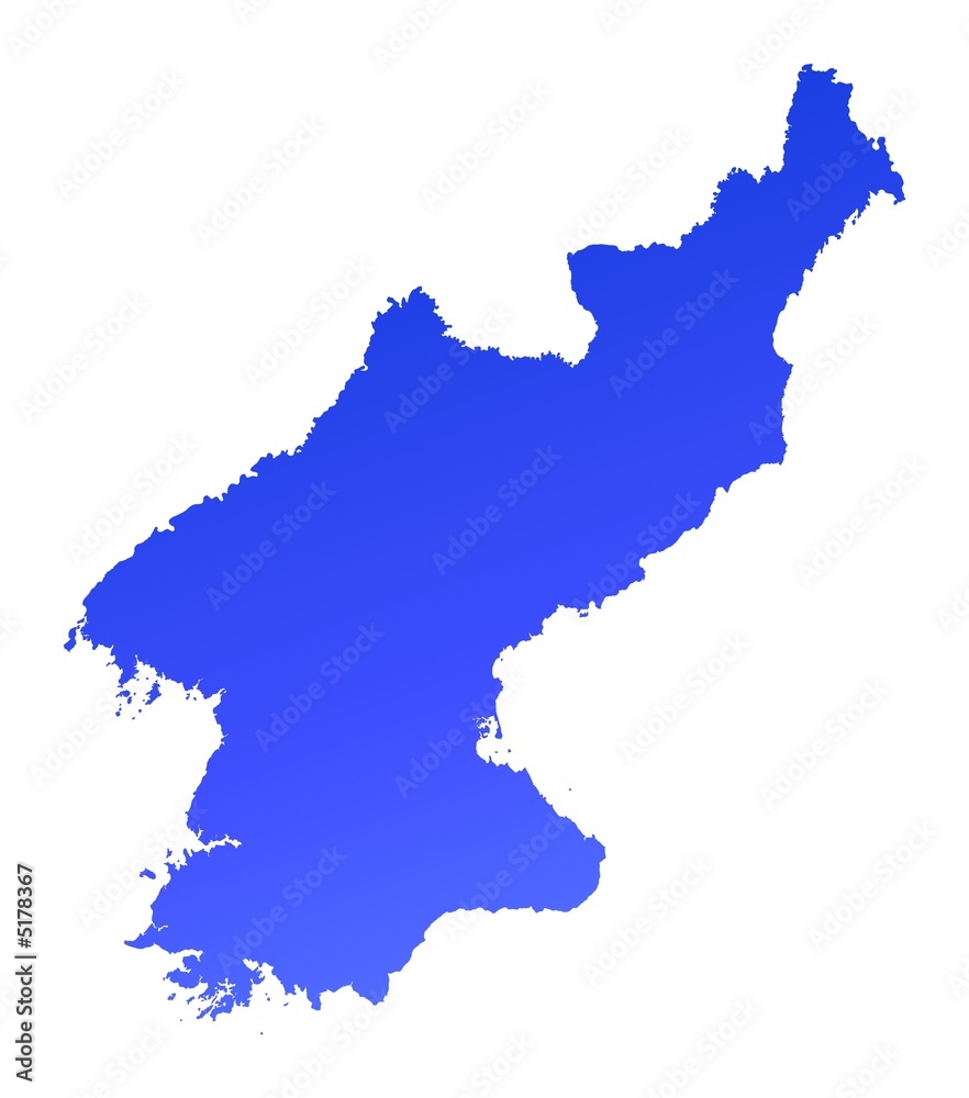 Blue gradient map of North Korea