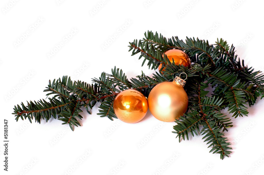 Weihnachten Zweig mit Weihnachtskugeln StockFoto Adobe Stock