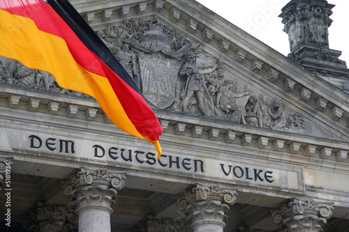 Reichstag mit Fahne, Berlin photo