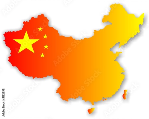 Canvas Print Chinesische Flagge in Kartenform mit Taiwan