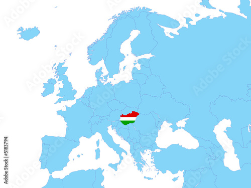 Hungary on europe map