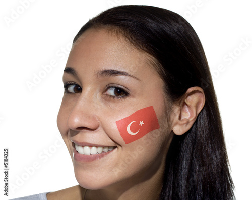 Smiling Woman with Turkish Flag