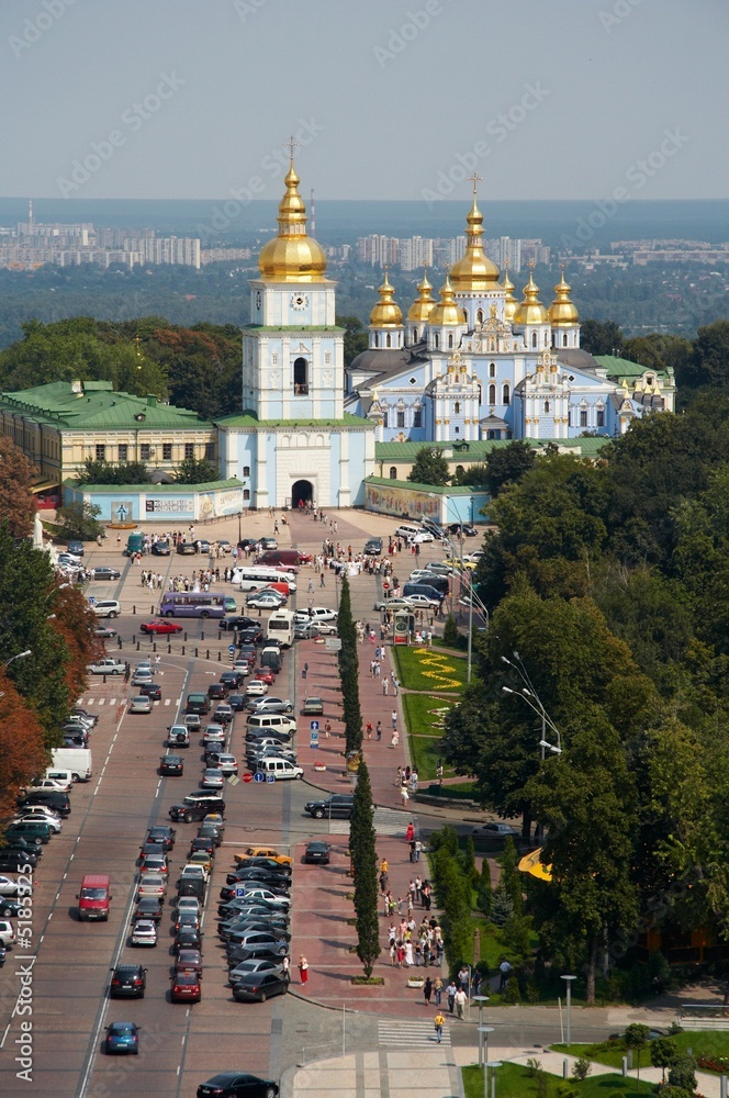 Orthodox church and square. View from above.
