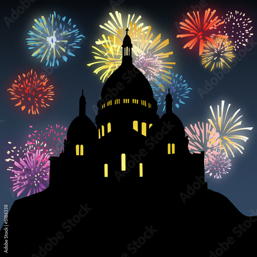 Feu d'artifice sur la Basilique du Sacré-Cœur