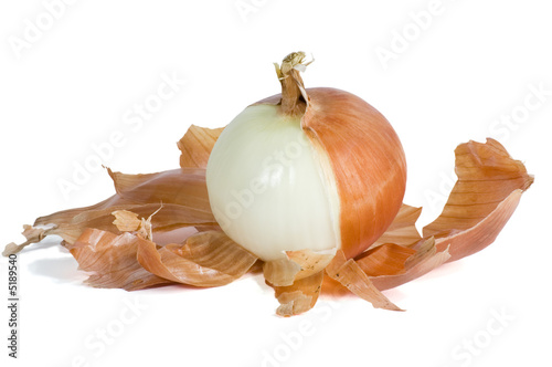 Onion Half Peeled with Skin