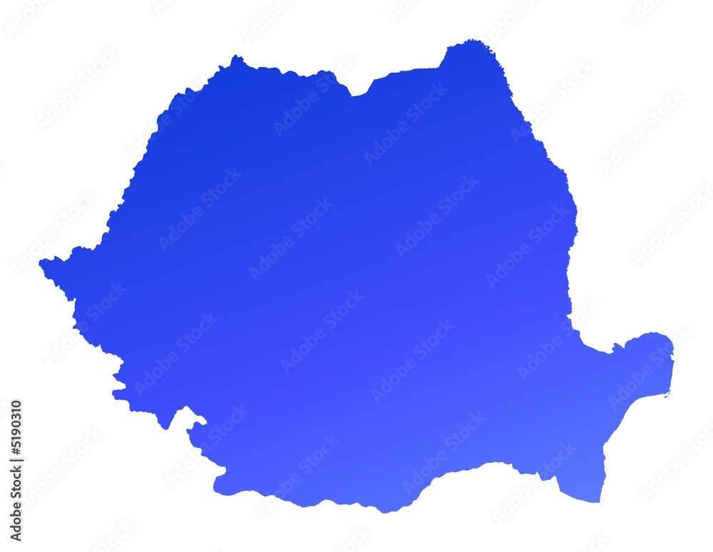 Fototapeta premium blue gradient map of Romania
