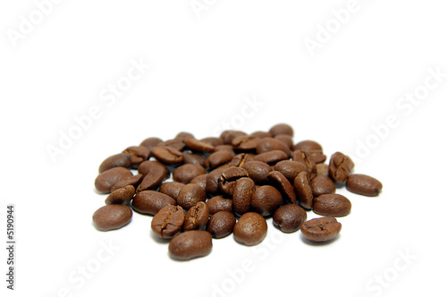 Heap of coffee beans isolated on white © Angel_a