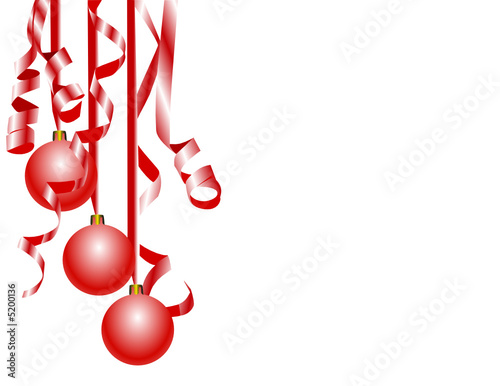 red baubles and red curly ribbons