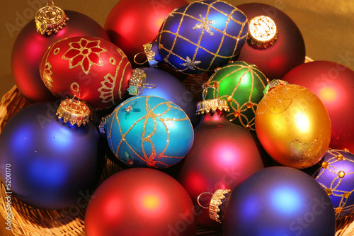 Pile of beautiful colorful ornaments
