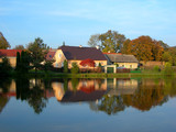 reflection of a autumn village