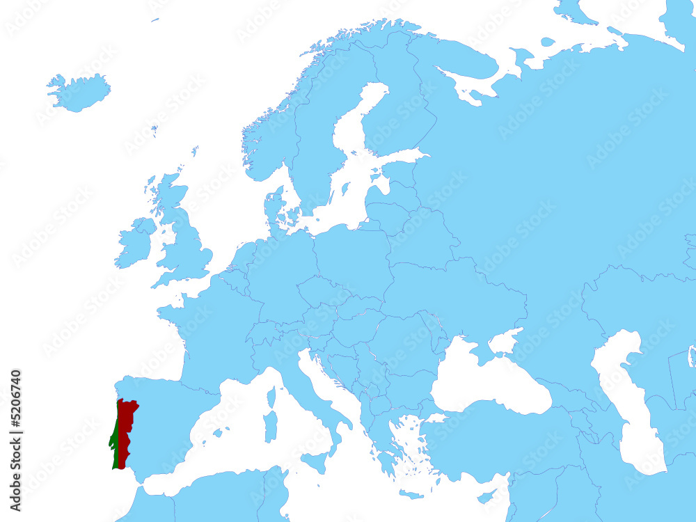 Fototapeta premium Portugal on europe map
